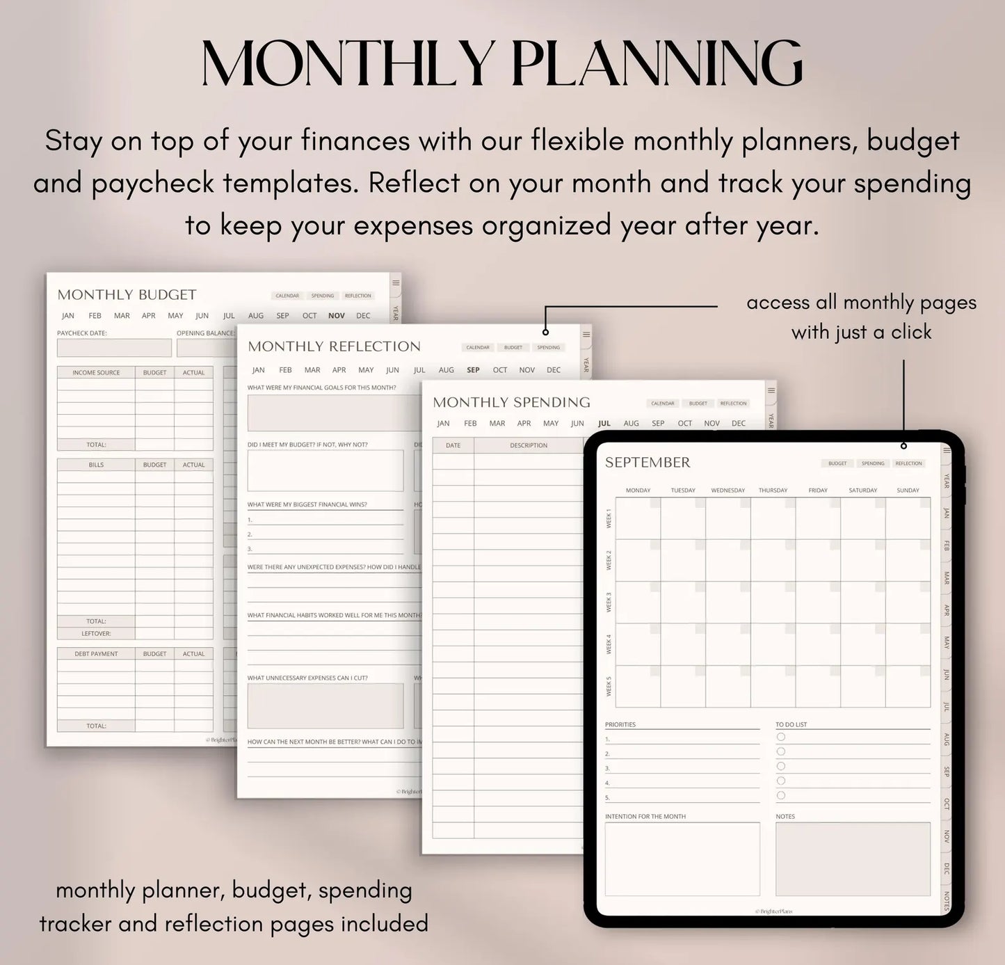 Ultimate Budget Planner Collection – 5-in-1 Digital Download (Annual, Monthly, Weekly, Daily & Savings Tracker)