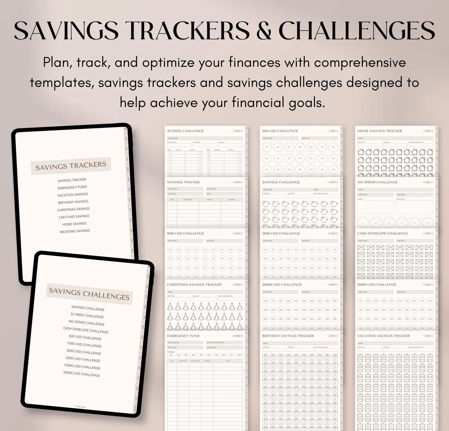 Ultimate Budget Planner Collection – 5-in-1 Digital Download (Annual, Monthly, Weekly, Daily & Savings Tracker)