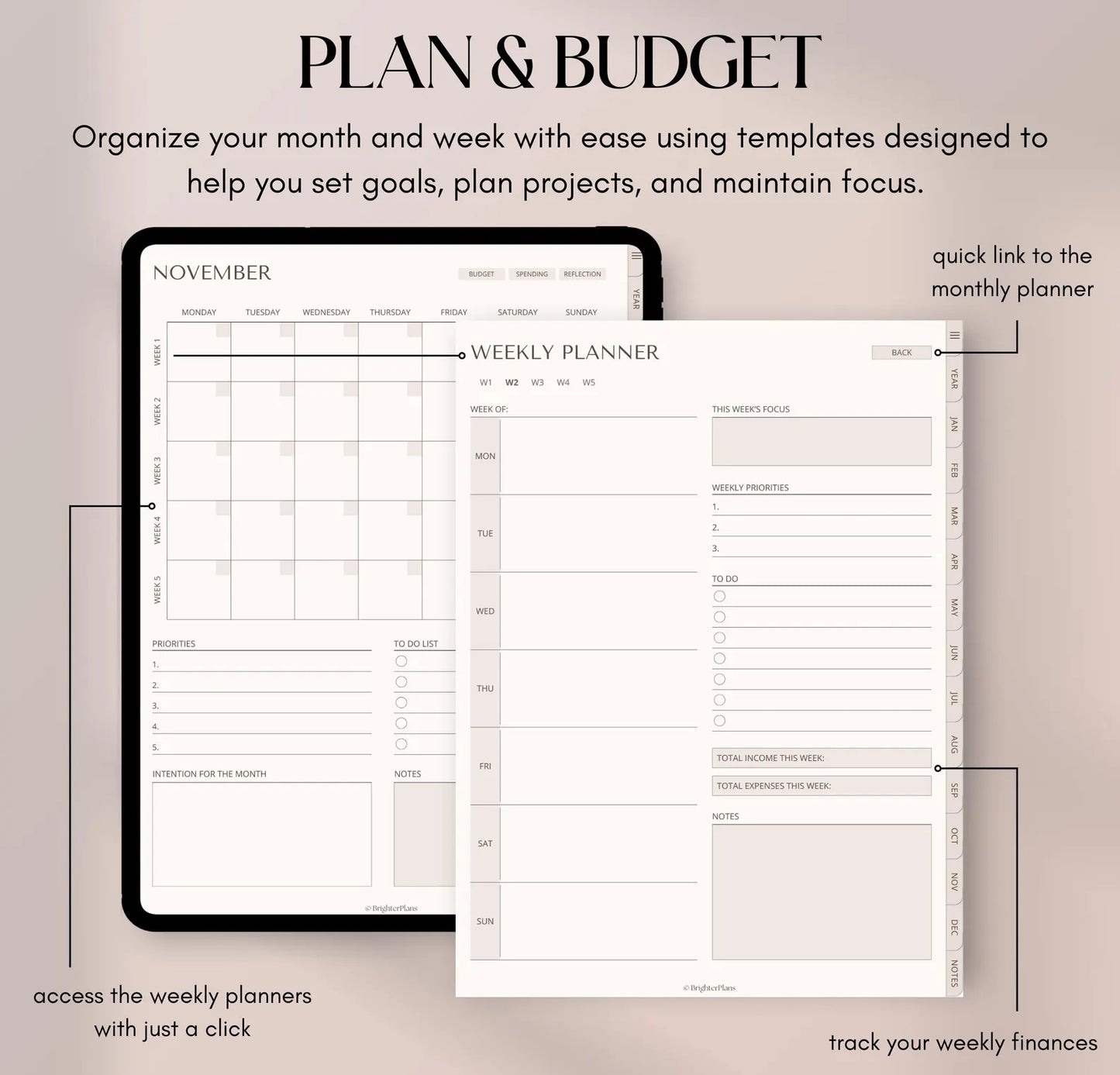 Ultimate Budget Planner Collection – 5-in-1 Digital Download (Annual, Monthly, Weekly, Daily & Savings Tracker)